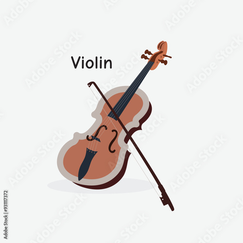 Violin Vector Illustration: Classical String Instrument