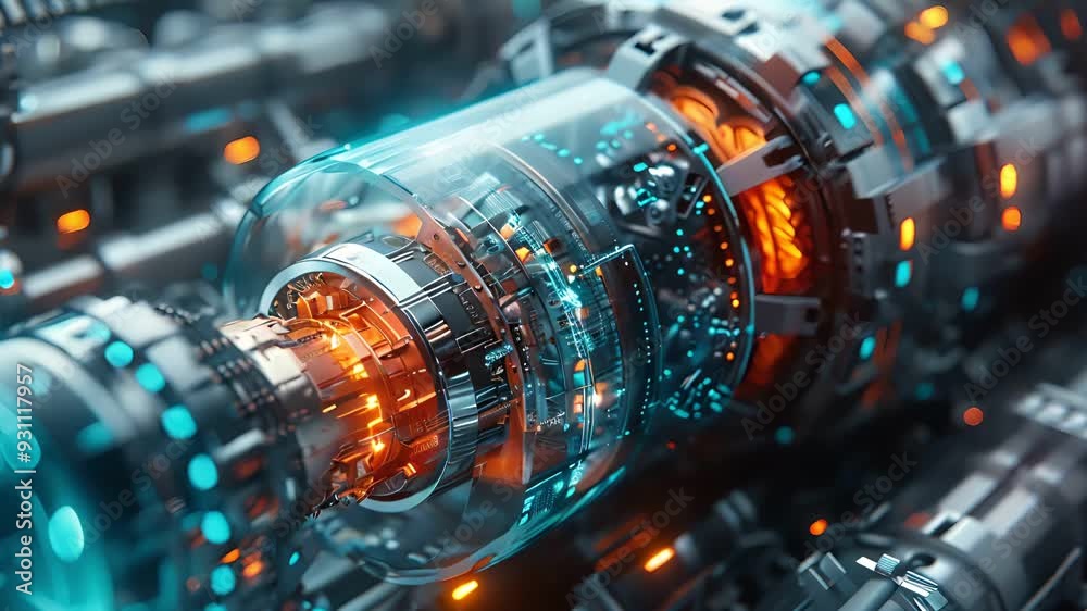 Futuristic technology concept with detailed mechanical parts Futuristic technology concept with detailed mechanical parts