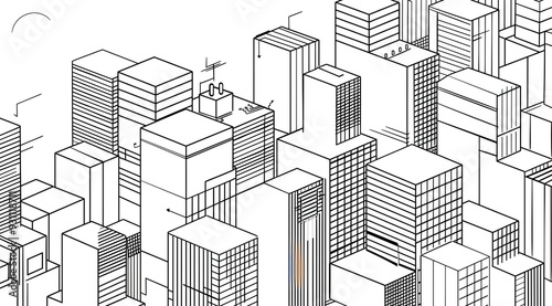 Minimalist vector line art of simple geometric shapes