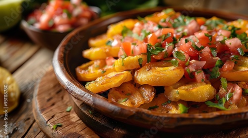 A favored dish in Latin American cuisine: tostones photo