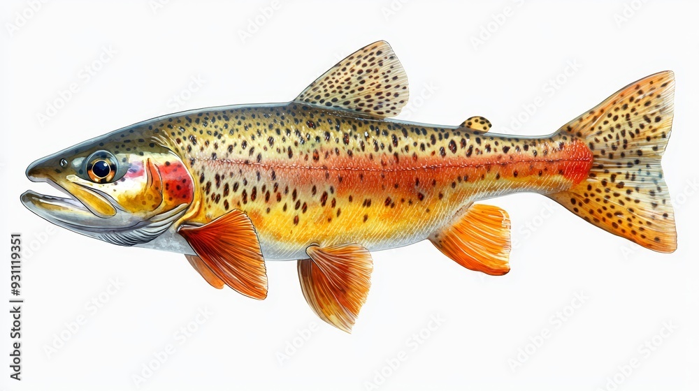 Side view of a vibrant rainbow trout isolated on a 058 fish, isolated, animal, carp, food, goldfish, white, aquarium, fishing, nature, gold, water, freshwater, fresh, fin, crucian, catch, raw, trout, Side view of a vibrant rainbow trout isolated on a 058 fish, isolated, animal, carp, food, goldfish, white, aquarium, fishing, nature, gold, water, freshwater, fresh, fin, crucian, catch, raw, trout,