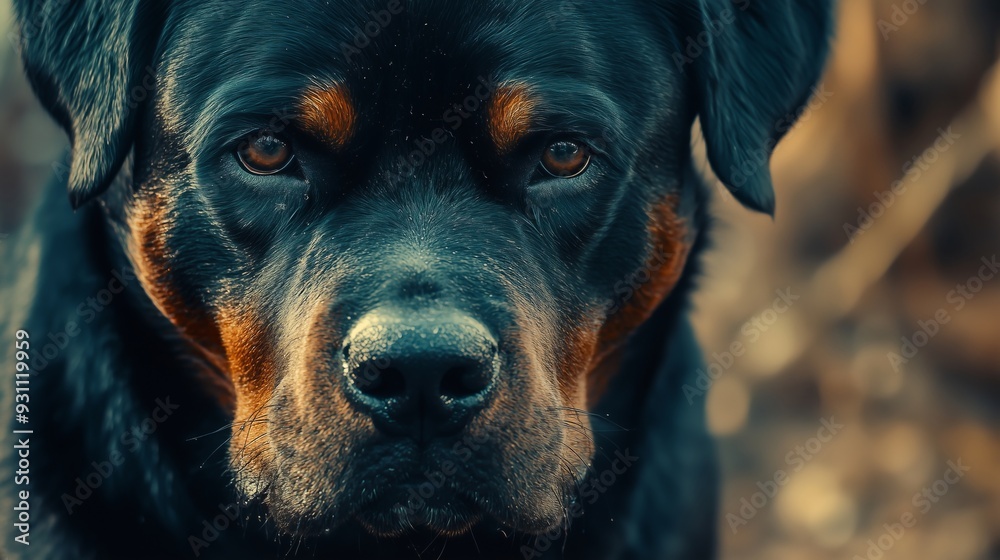 Majestic Portrait of a Rottweiler with Striking Features Majestic Portrait of a Rottweiler with Striking Features