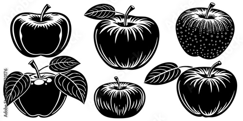 set of black and white apples