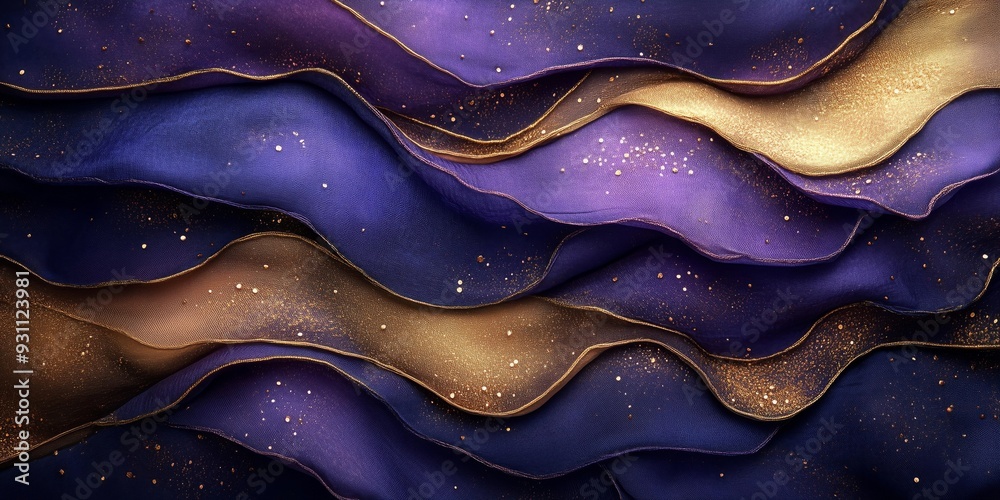 Regal Embroidery: Abstract Layers in Royal Purple and Gold, generative ai Regal Embroidery: Abstract Layers in Royal Purple and Gold, generative ai