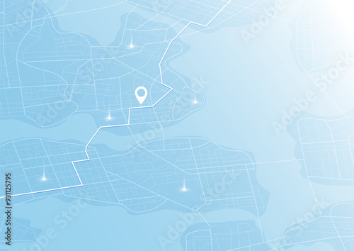 Gps tracking map. Abstract isometric location tracks dashboard. Track navigation pins on street maps, navigate mapping, locate position pin. Futuristic travel map or location navigator vector