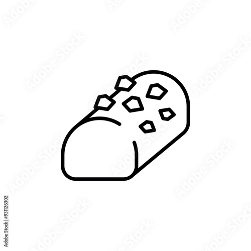 Cannoli icon. Simple cannoli icon with decorative topping for social media, app, and web design. Vector illustration.