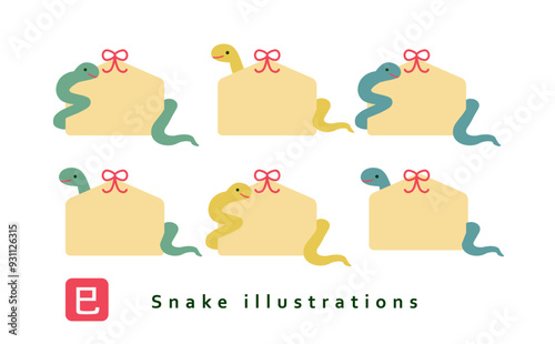 巳年の絵馬イラストセット