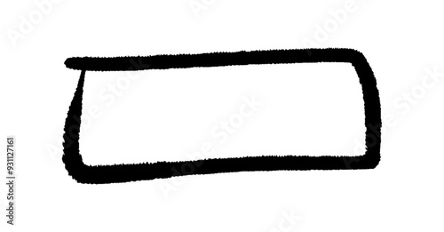 Hand drawn rectangle doodle made with brush stroke having rough grungy texture