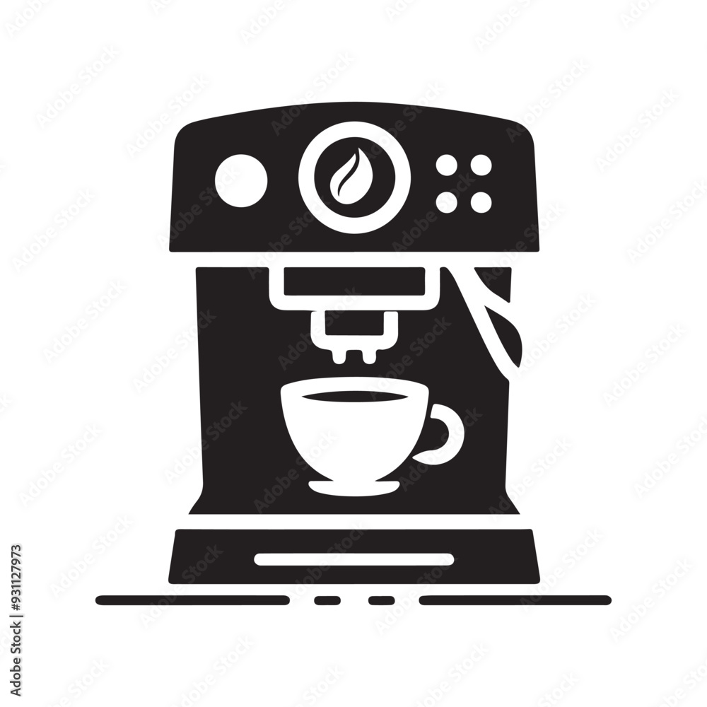 Coffee machine silhouette design, Coffee Machine vector Icon, simple and clean coffee machine icon Coffee machine silhouette design, Coffee Machine vector Icon, simple and clean coffee machine icon