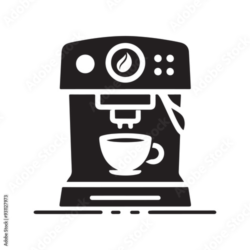 Coffee machine silhouette design, Coffee Machine vector Icon, simple and clean coffee machine icon