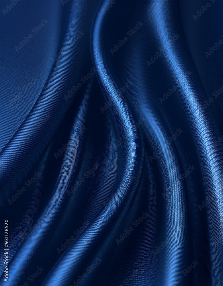 Midnight Waves: Navy Blue Satin Fabric with Light Gradients Midnight Waves: Navy Blue Satin Fabric with Light Gradients