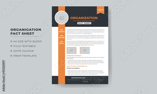 New Nonprofit Organization Fact Sheet template design