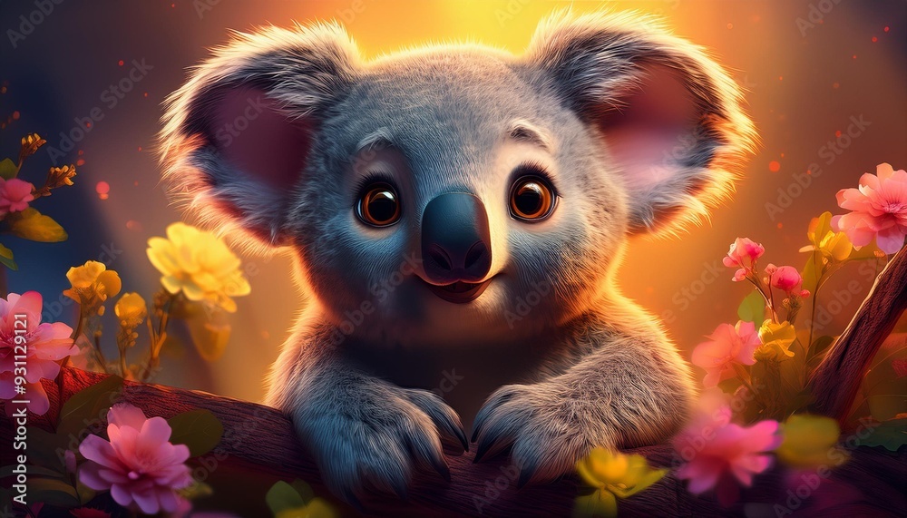 Koala with flowers 