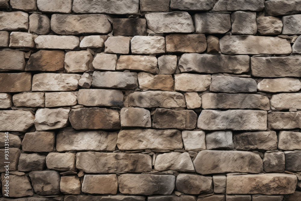 Fototapeta premium Processed collage of old medieval stone wall texture in daylight. Background for banner