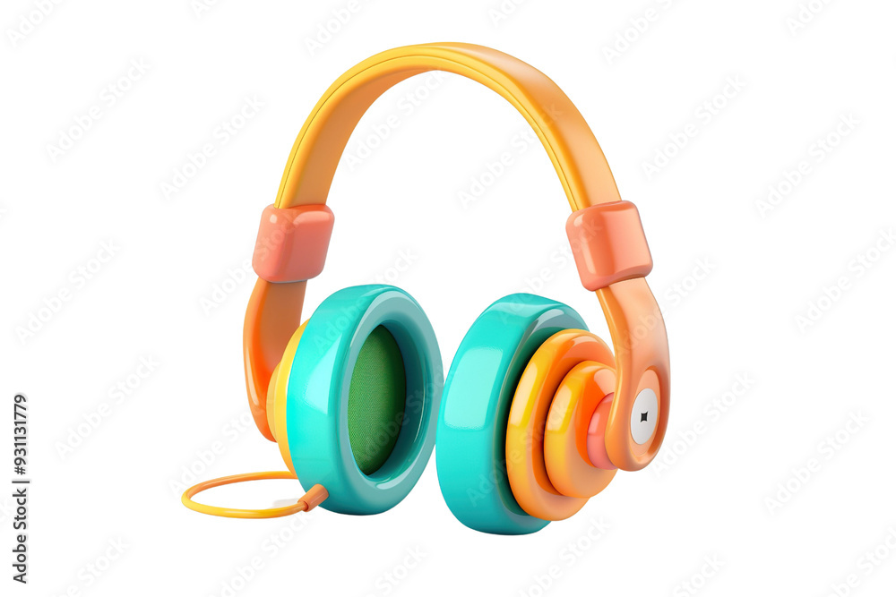 3D illustration of headphones in bright pastel colors 3D illustration of headphones in bright pastel colors