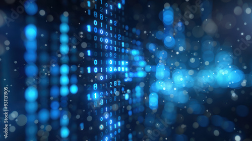 Wallpaper Mural Digital Data Flow in Darkness Torontodigital.ca