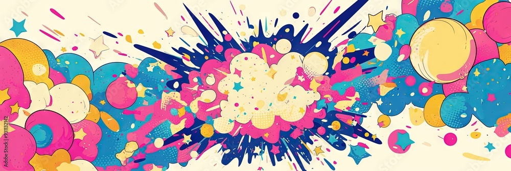 2D Comic art style exploding pop speech bubble background illustration, 2D Comic art style exploding pop speech bubble background illustration,