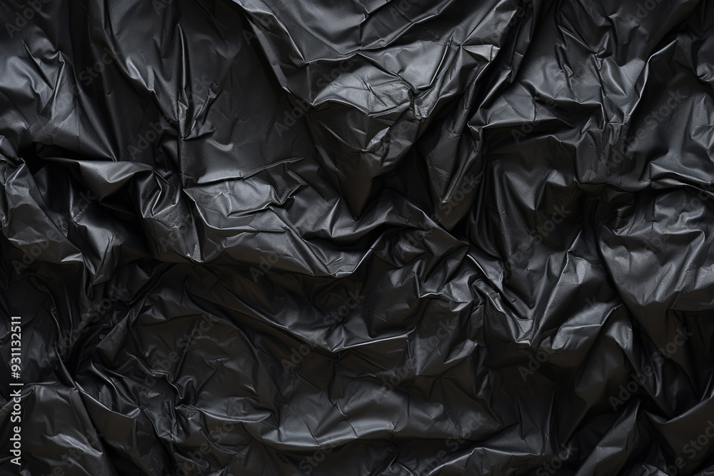 Processed collage of black cellophane garbage bag texture. Background for banner, backdrop Processed collage of black cellophane garbage bag texture. Background for banner, backdrop