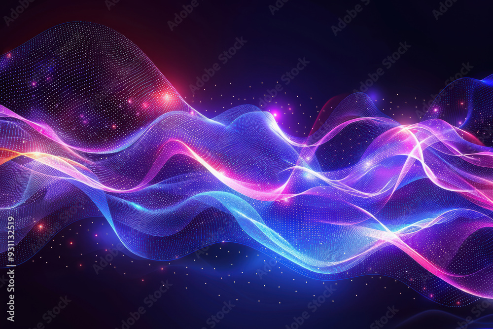 Fototapeta premium Futuristic Digital Waves with Blue and Purple Gradient