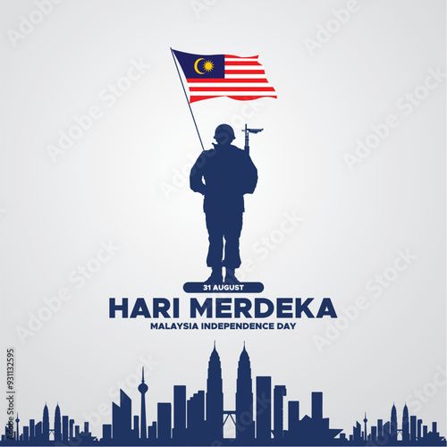 Malaysia independence Day, Malaysia National Day, Hari Merdeka, 31 August Malaysia day, stock illustration, greeting card, background concept about Hari Merdeka, Malaysia independence Day.