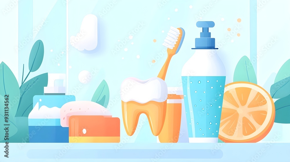 Toothbrush, Toothpaste, and Orange for Oral Hygiene Toothbrush, Toothpaste, and Orange for Oral Hygiene