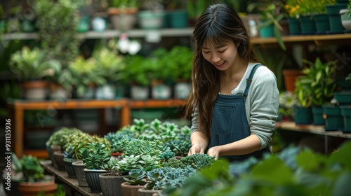 Woman Arranging Plants