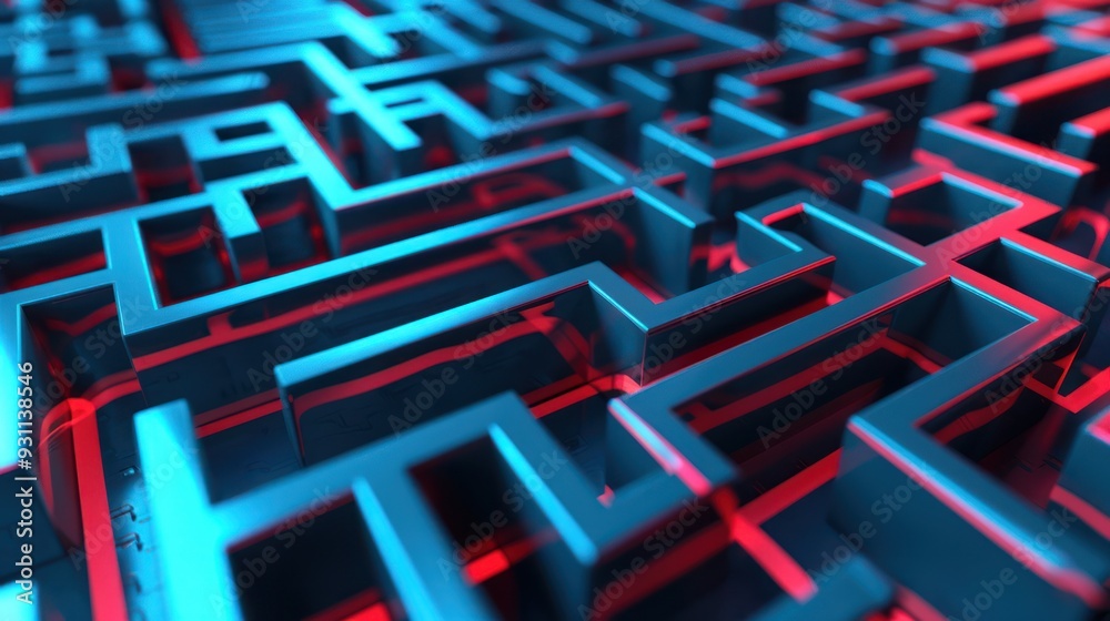 Abstract Blue and Red Maze Abstract Blue and Red Maze
