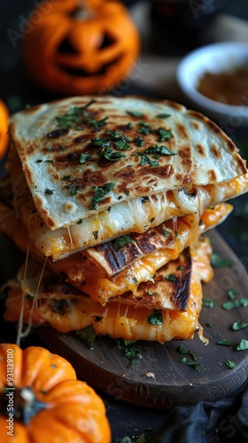 Grilled Halloween Quesadillas with Jack-o'-Lantern Faces photo