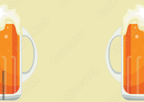 oktoberfest poster with pints of beer in a long tall glass placed sideways on a light background, vector