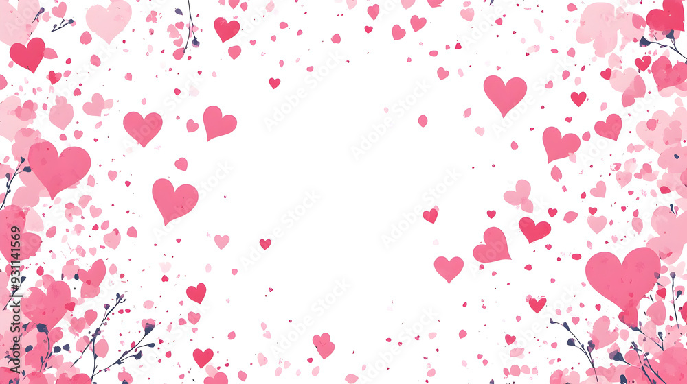 A decorative border filled with pink hearts on a white background. A decorative border filled with pink hearts on a white background.
