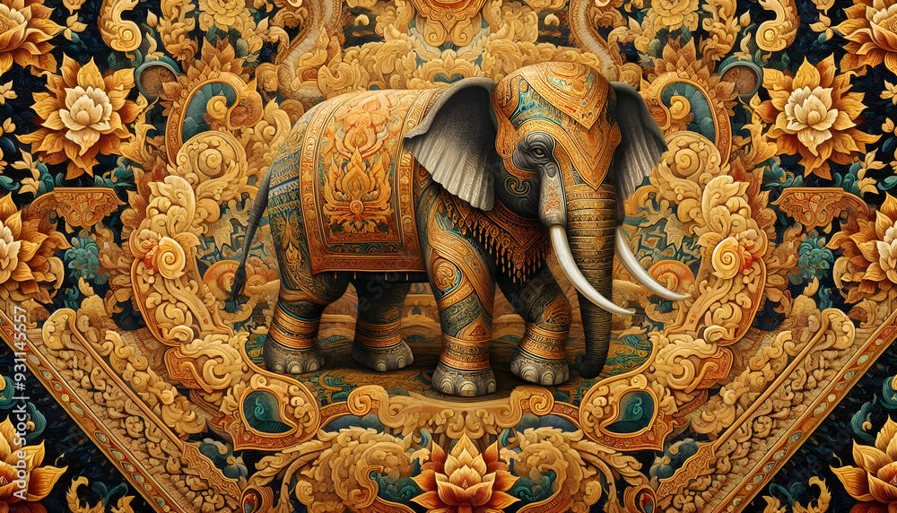 Ancient Thai elephant pattern art. Ancient Thai elephant pattern art.