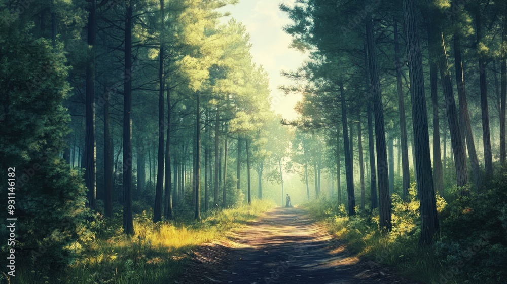 Forest Path, A Misty Morning Forest Path, A Misty Morning