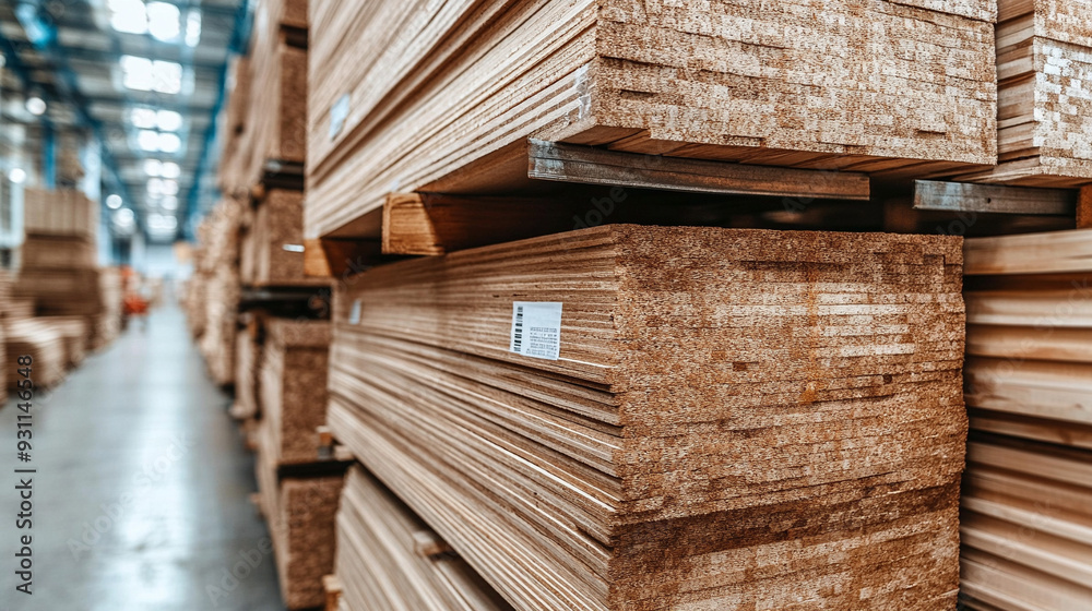 wooden boards neatly arranged in a warehouse, showcasing the texture and grain of the wood in a well-organized setting wooden boards neatly arranged in a warehouse, showcasing the texture and grain of the wood in a well-organized setting