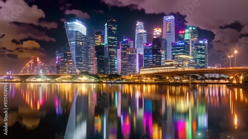 Wallpaper Mural Singapore skyline at night. Singapore is the most populous city in Southeast Asia, Singapore city at night Torontodigital.ca
