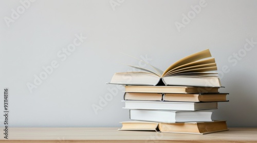Journey to Knowledge. School books on a desk representing education and growth concept