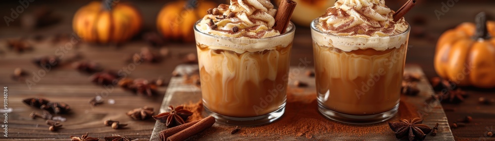 Halloween Pumpkin Spice Latte with Whipped Cream Halloween Pumpkin Spice Latte with Whipped Cream
