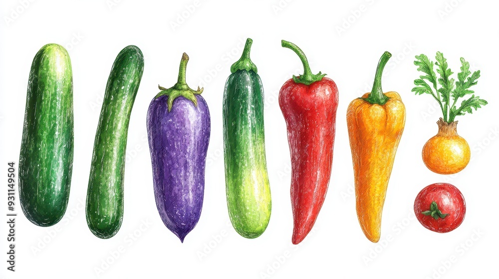 Children's drawing style vegetables pattern with colored wax crayons,Painting like a child,chilli,avocado,onion,organic farm,tomato,carrot,Recreation and painting,Doodle drawing by hand. Children's drawing style vegetables pattern with colored wax crayons,Painting like a child,chilli,avocado,onion,organic farm,tomato,carrot,Recreation and painting,Doodle drawing by hand.