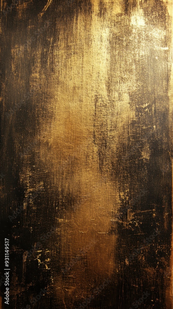 Obraz premium The surface features intricate, shimmering patterns with a mix of black and gold tones