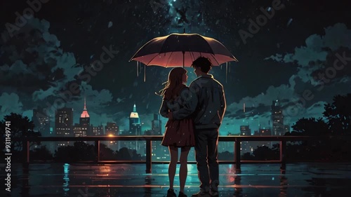 lofi couple night love rain moon passion