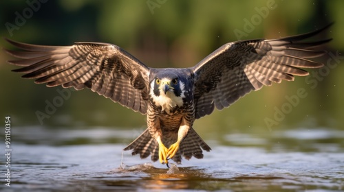 Peregrine Falcon Landing on Water