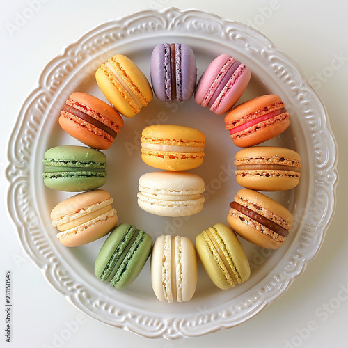 Colorful Patte Arranged Macarons Plate Gradient photo