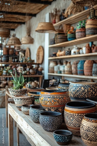 Ceramic Pots Displayed on a Wooden Table