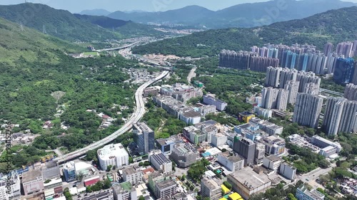 Construction of Hong Kong Fanling Bypass, a vital road transportation infrastructure connecting Northern Metropolis, utilizing innovative concrete steel components expected to build highway flyover photo