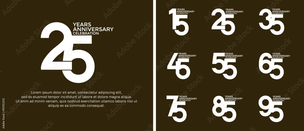 anniversary logo style set with white color can be use for celebration moment anniversary logo style set with white color can be use for celebration moment