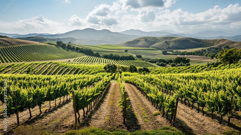 Vineyard Landscape with Rolling Hills Vineyard Landscape with Rolling Hills
