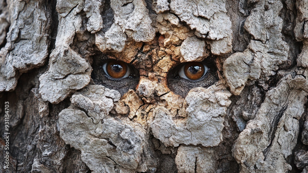 Two Eyes Peering from a Tree Bark Two Eyes Peering from a Tree Bark