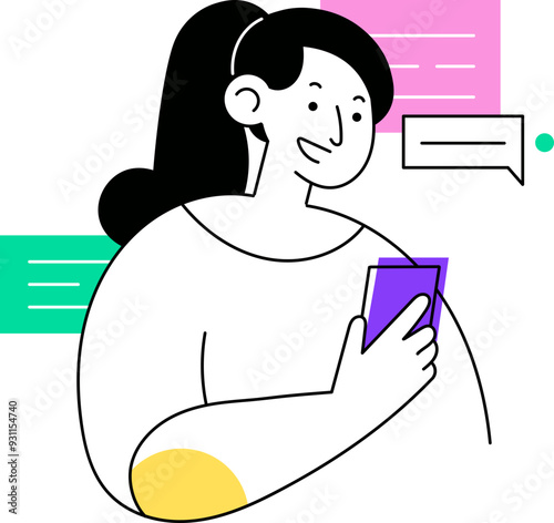 illustration of a person with phone