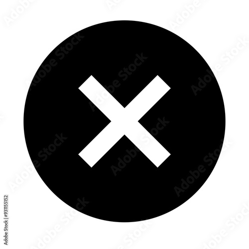 Close vector icon inside a black circle 