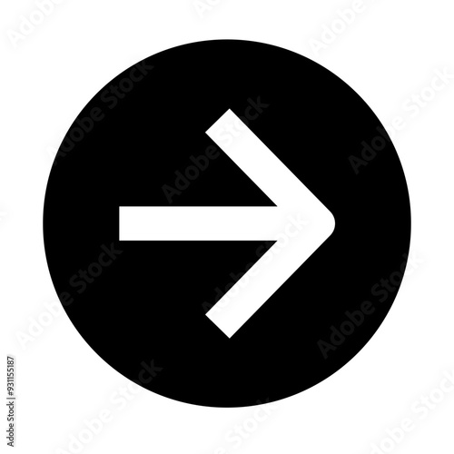 Next arrow flat icon inside a black circle 