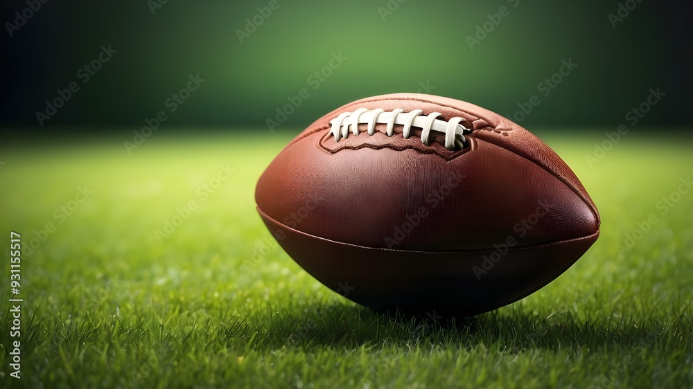American football ball isolated on a green grass American football ball isolated on a green grass
